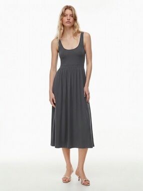Aritzia Wilfred Market Midi Dress Charcoal Dark Gray 90s Y2K Size XS Spring